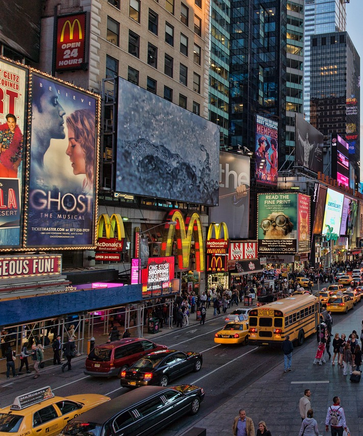 city street pedestrians