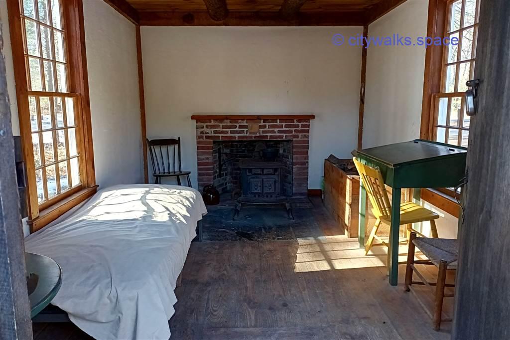 Inside of Thoreau cabin at Walden Pond